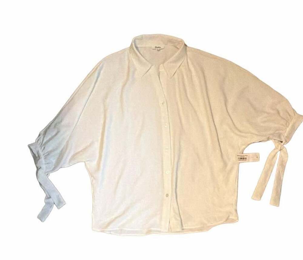 New With Tags Spin Sleeve Ties Top Size M White